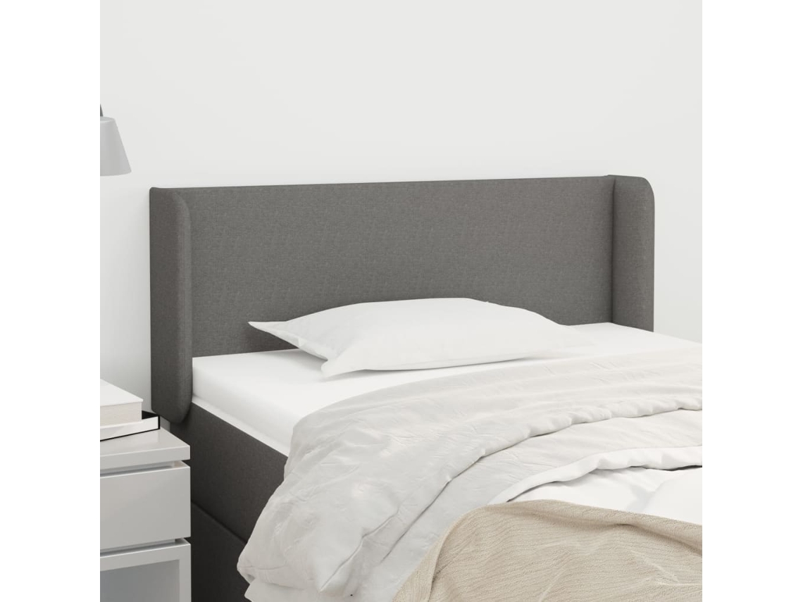 Cabeceira De Cama C/ Abas Tecido 83x16x78/88 Cm Cinzento-escuro