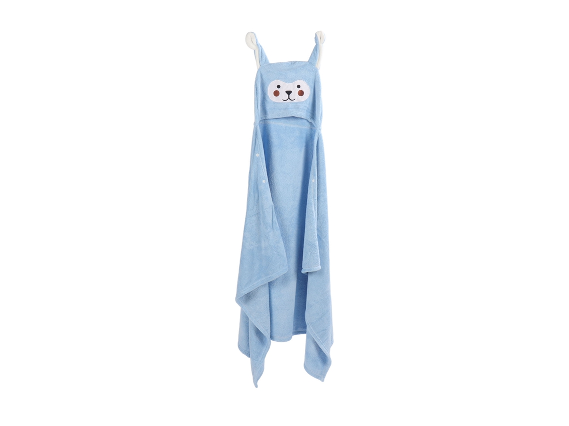 Toalha De Banho Infantil Com Capuz Macia Fleece De Coral Absorvente Azul Cartoon 85x150cm