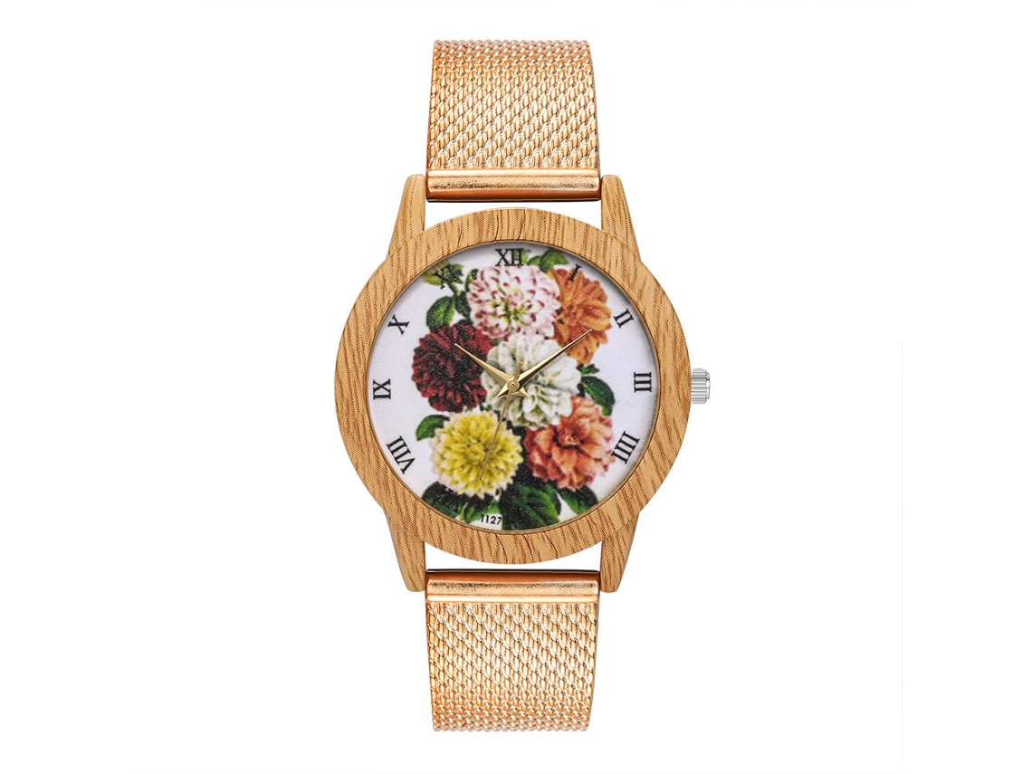 Relógio de pulso Zhoulianfa Simple Quartz para homens e mulheres com pulseira de malha de silicone (ouro rosa)