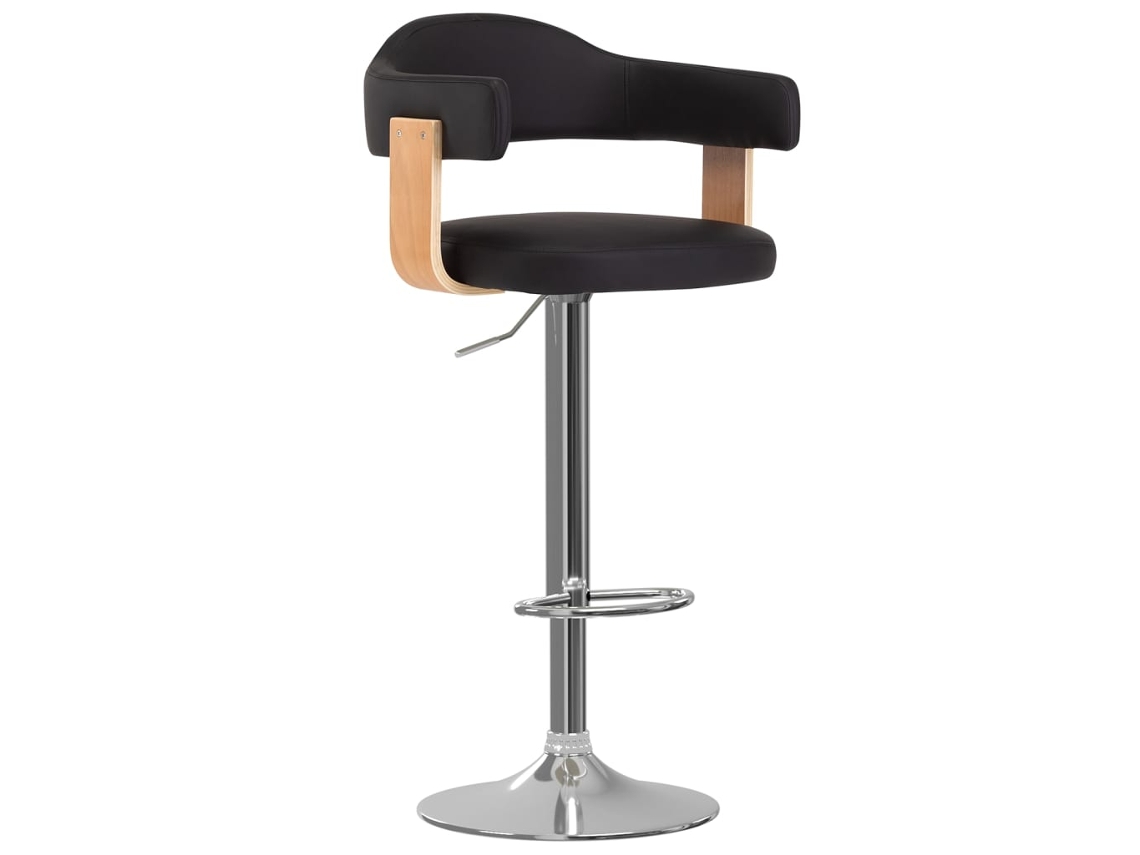 Bancos de Bar 2 Pcs Madeira Curvada e Couro Artificial Preto MAISON EXCLUSIVE