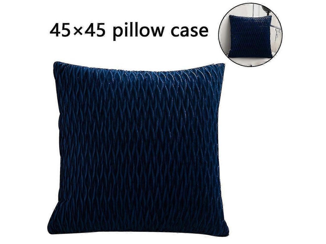 Capas De Travesseiro De Veludo Suave 45x45 Cm, 2 Unidades, Cores: Azul Marinho, Azul Prateado, Bege Azul Marinho