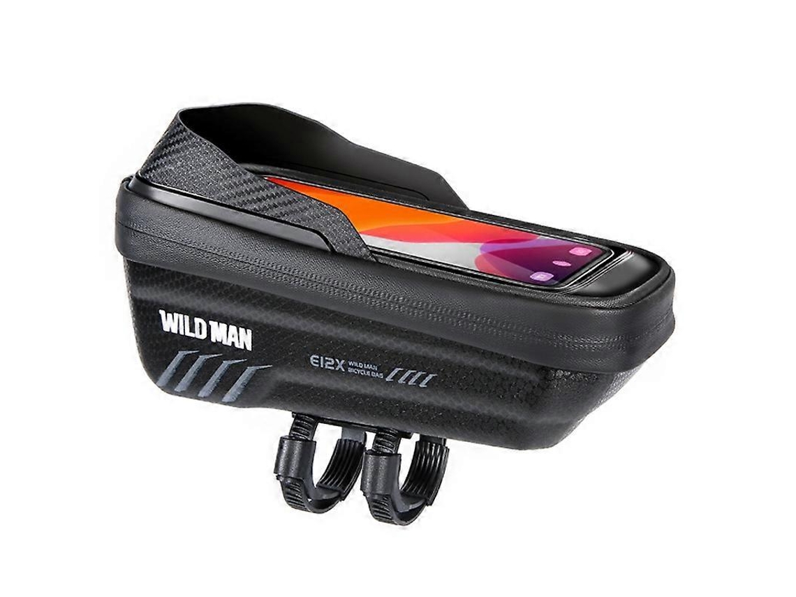 Bolsa De Tubo Frontal De Bicicleta Wild Man E12x Eva À Prova Dágua 1l Bolsa De Bicicleta Transparente Tpu Com Tela Sensível Ao Toque Slowmoose (preta)