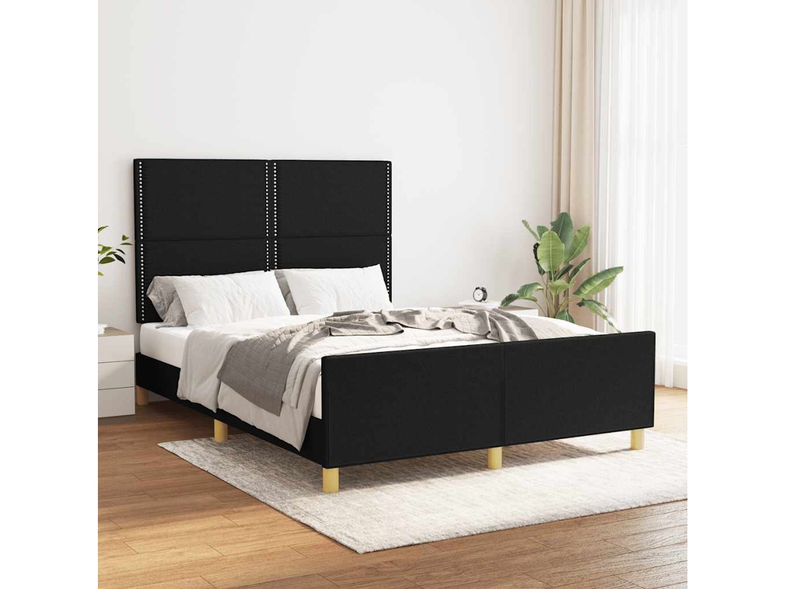 Vidaxl Estrutura De Cama Sem Colchão 140x190 Cm Tecido Preto