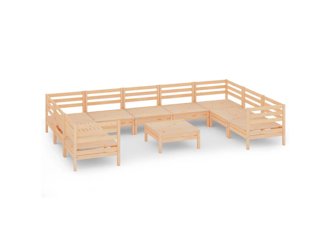 10 Pcs Conjunto Lounge de Jardim Pinho Maciço MAISON EXCLUSIVE