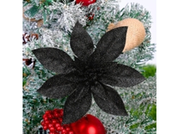 10 Flores De Natal Brilhantes Com Poinsétia Artificial Para Decoração De Árvore De Natal Olysi Shop (preto, 15 Cm)