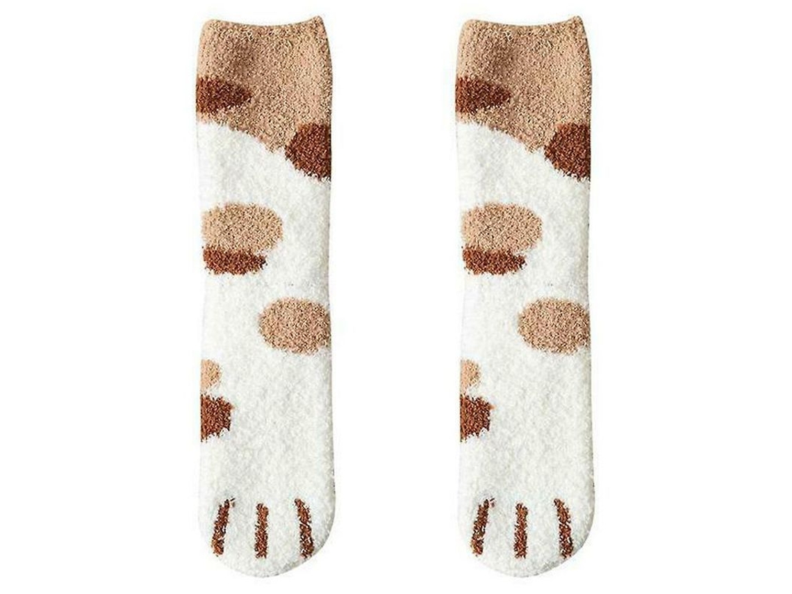 Calcetines De Pata De Gato Adulto 3d Com Estampado Suave Algodão Elásticos Quentinhos Para Mulher Yellow Dot (5 Pares)