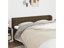 Vidaxl Cabeceira De Cama C/ Abas Tecido 163x23x78/88cm Castanho-escuro