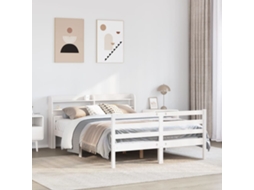 Vidaxl Estrutura De Cama C/ Cabeceira 150x200 Cm Pinho Maciço Branco