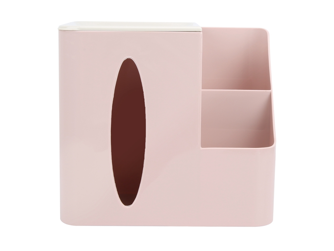 Organizador Multiuso Com Grade Para Sala E Home Office, Caixa Com Controle Remoto E Porta Tecidos, Cor Rosa