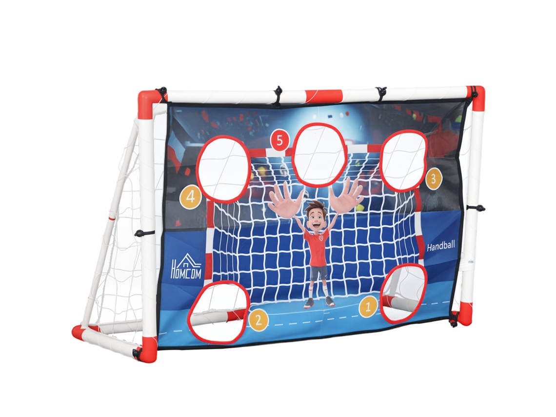Gaiola De Handebol Infantil Exterior Com 5 Alvos E Bomba, 116x48x76 Cm, Branco