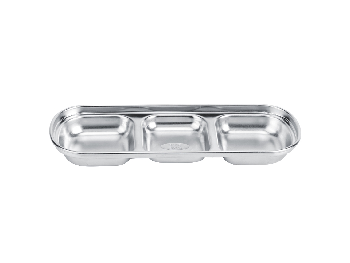 Prato De Molho De Três Grade De Aço Inox Para Cozinha