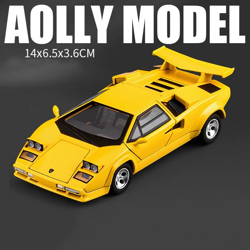 (lp500s Amarelo) Escala 1:32 - Miniatura De Carro Com Funções De Som E Luz, Portas Que Abrem.