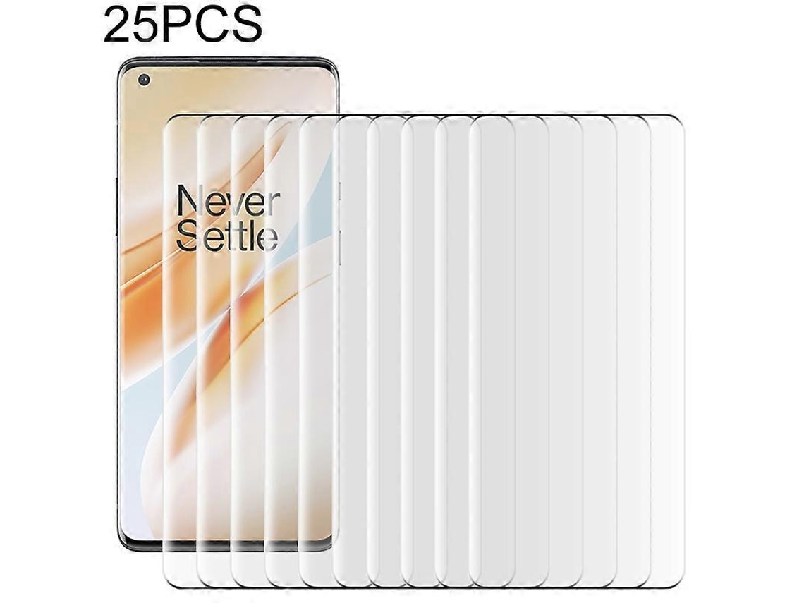 25 Unidades De Película De Vidro Temperado Com Borda Curva Para Oneplus 8 Pro 9h 9d (preta)