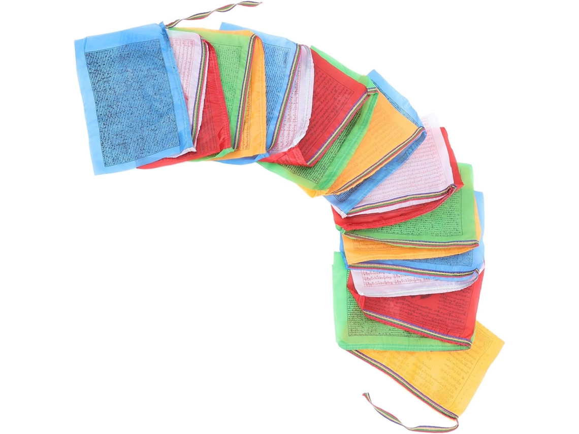Inoomp 20 Bandeiras de Oração Tibetanas em Seda, Bandeiras de Meditação Coloridas para Uso Externo e Jardim, 28x35cm, CHABERLU