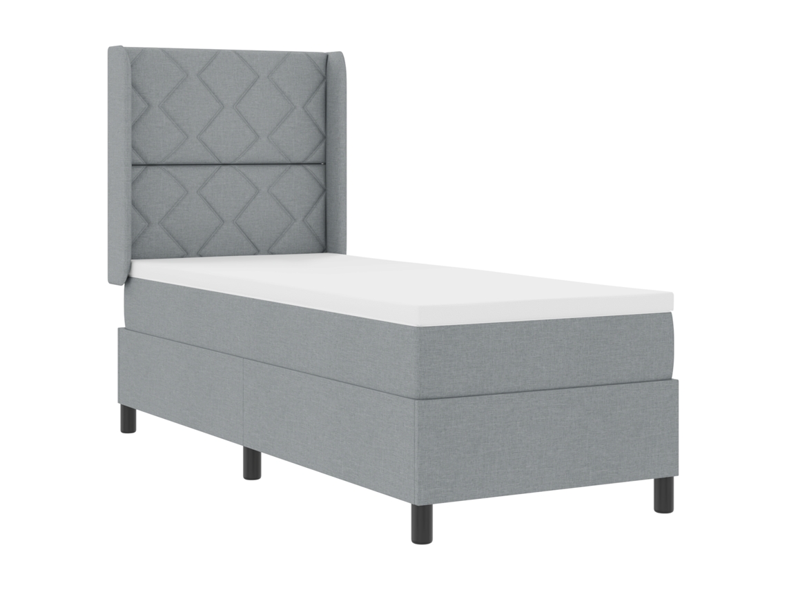 Cama Box  Com Colchão E Luz Led Cinza Claro Vidaxl, Tecido. (80x200 Cm)