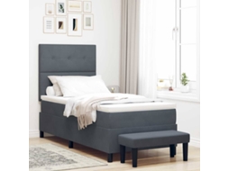 Vidaxl Cama Box Com Cabeceira Cinzento Escuro 190 X 90 Cm Veludo