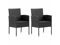 Vidaxl Cadeiras De Jardim Com Almofadões 2 Pcs Vime Pe Preto