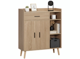 Aparador com 2 Portas, 1 Gaveta, 3 Prateleiras, 80x30x96.5cm, Madeira BTFORUS