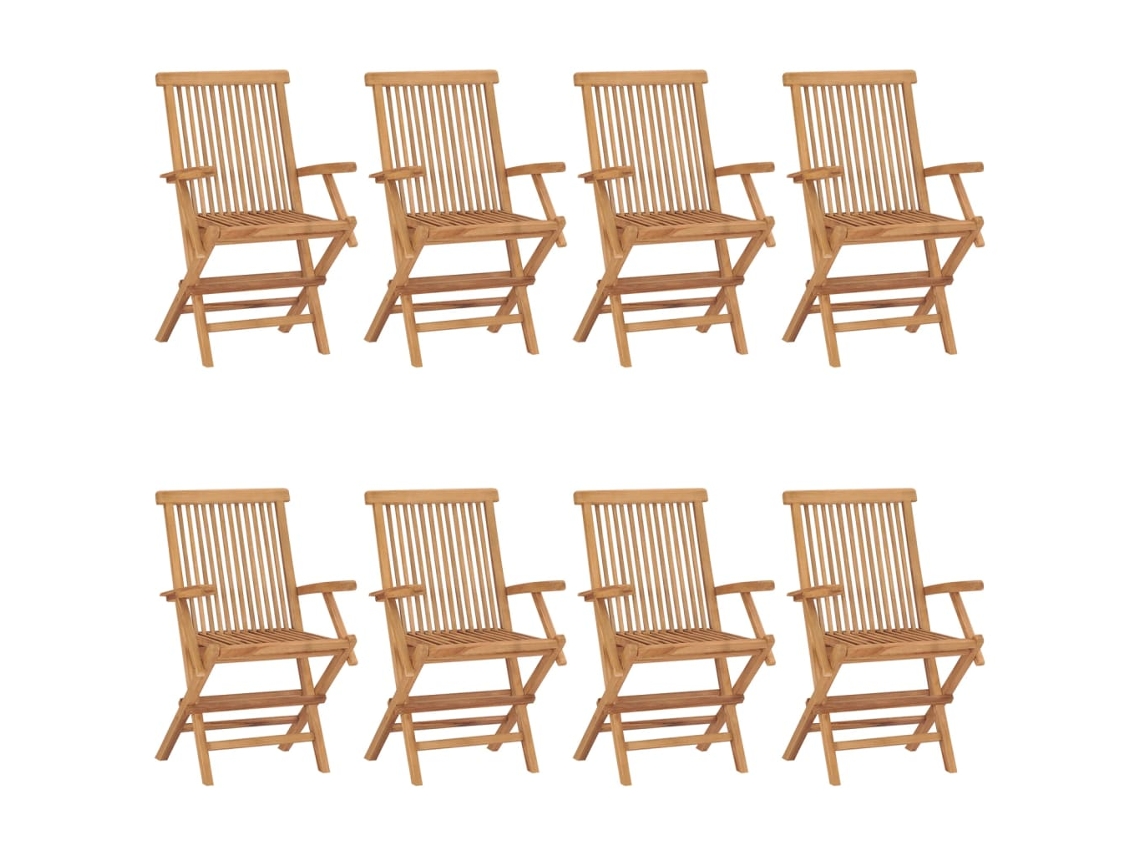 Cadeiras De Jardim 8 Pcs Madeira De Teca Maciça Dkd Home Decor