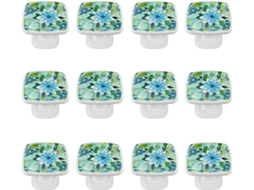 Puxadores Quadrados Para Armários De Cozinha, Puxadores Para Armários E Gavetas, 12 Peças, Arte Abstrata Floral