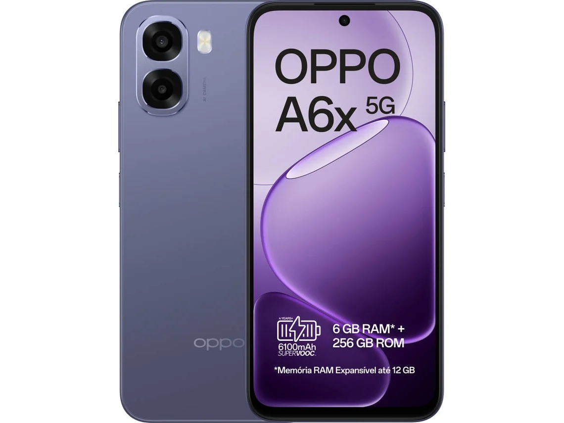 Smartphone OPPO A6X 5G (6.75'' - 6 GB - 256 GB -  Preto Ametista)