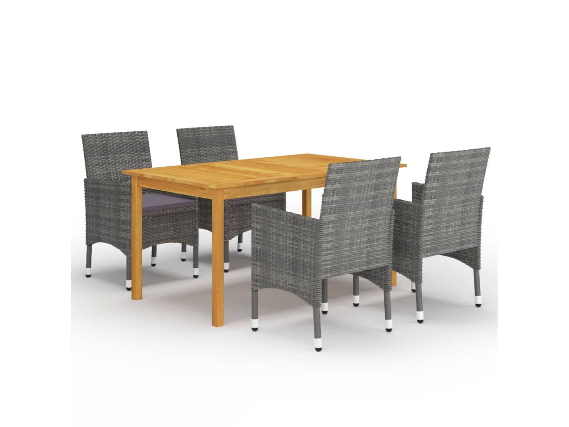 Vidaxl 5 Pcs Conjunto De Jantar Para Jardim Cinzento