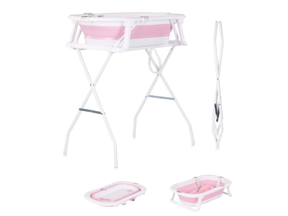 Banheira Rosa Malibu Com Rede De Banho E Suporte Chipolino