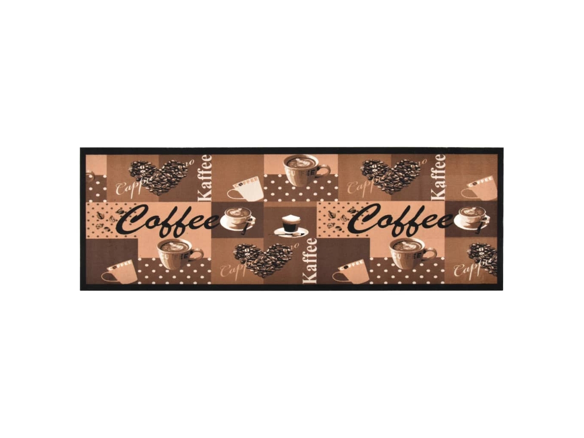 Vidaxl Tapete De Cozinha Lavável Com Design Café 60x300 Cm Castanho