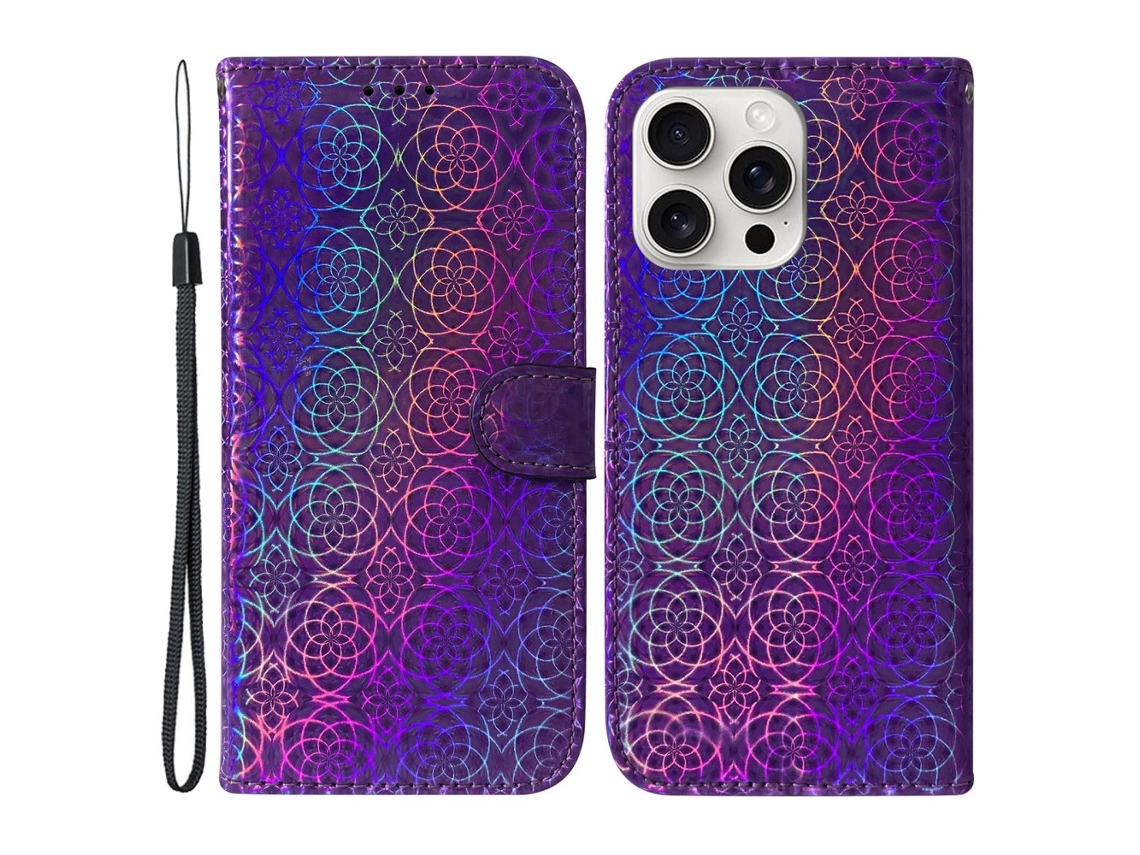 Capa Em Couro Pu À Prova De Quedas Para Apple Iphone 16 Pro Max - Roxo