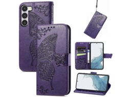 Capa De Celular Em Couro Com Estampa De Borboleta E Flor Para Samsung Galaxy S23 Ultra 5g