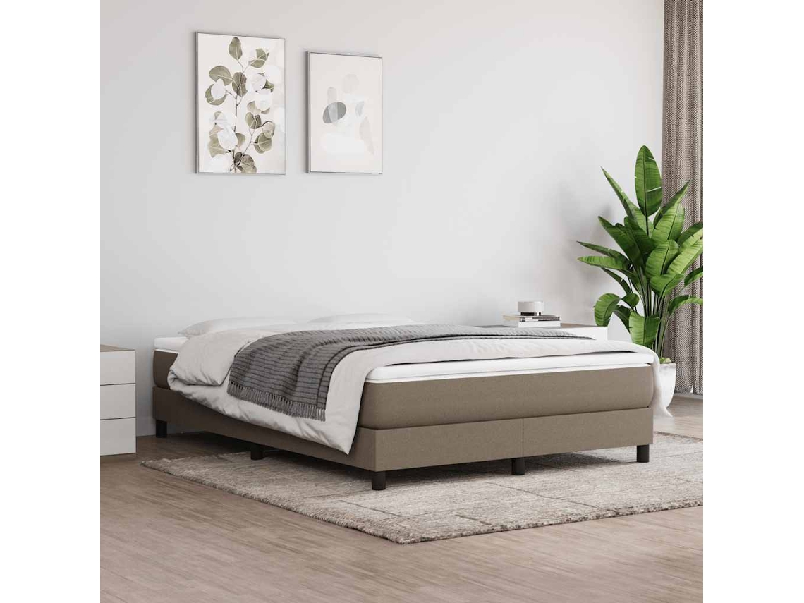 Vidaxl Cama Com Molas/colchão 140x190 Cm Tecido Castanho-acinzentado