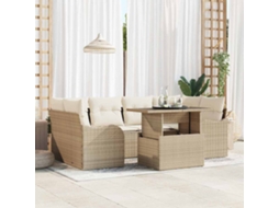Vidaxl Conjunto De Sofá De Jardim 7 Unid. 6-número De Lugares Bege