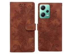Capa De Celular De Pu Com Fivela Magnética E Estampa Floral De Renda E Alça De Pulso