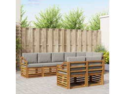 Vidaxl Conjunto De Sofás Para Exterior 8 Unid. Cinza Natural E Claro