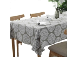 Lurelia Toalha De Mesa Retangular Algodão Linho Cinza 120x120cm Vintage Retrô