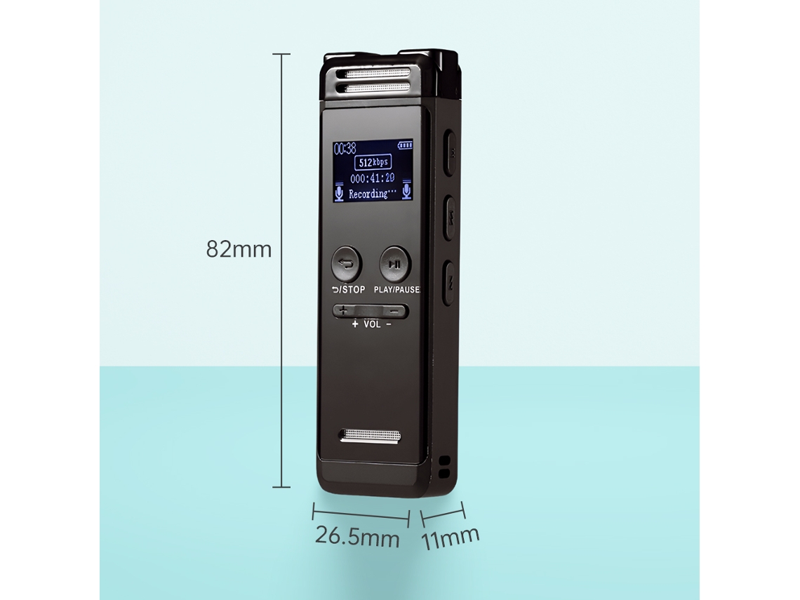 Gravador de voz digital 32g, 1536kbps, com MP3 player, proteção por senha, para aulas, reuniões, entrevistas | S/MARCA