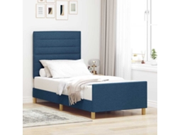 Vidaxl Estrutura da Cama com Cabeceira Azul 90 X 190 Cm Tecido