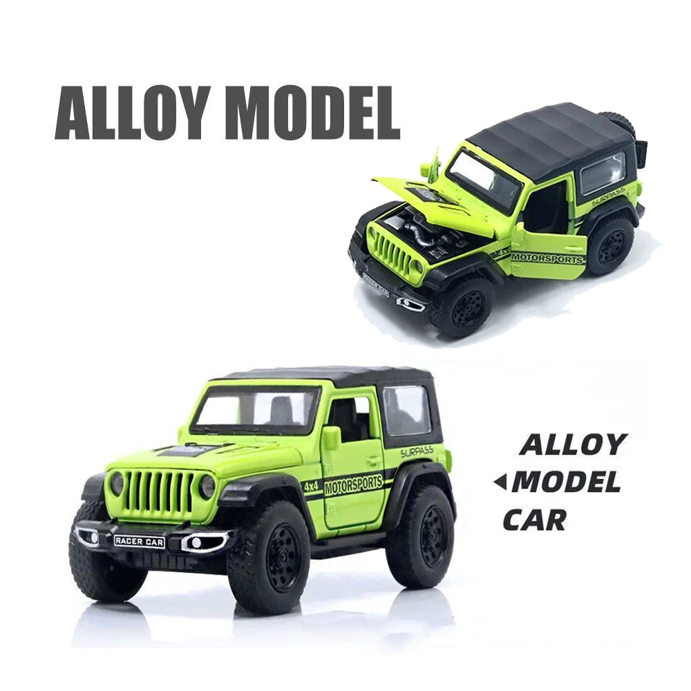 (verde) Miniatura De Veículo Off-road Em Liga Metálica Na Escala 1:36, Com Quatro Portas Que Abrem.