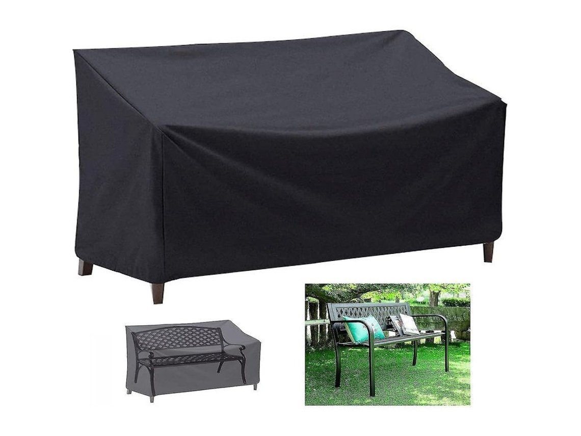 Capa impermeável, resistente ao vento e aos raios UV para banco de jardim externo com 2 lugares, 147x83x78/55cm, em tecido Oxford.
