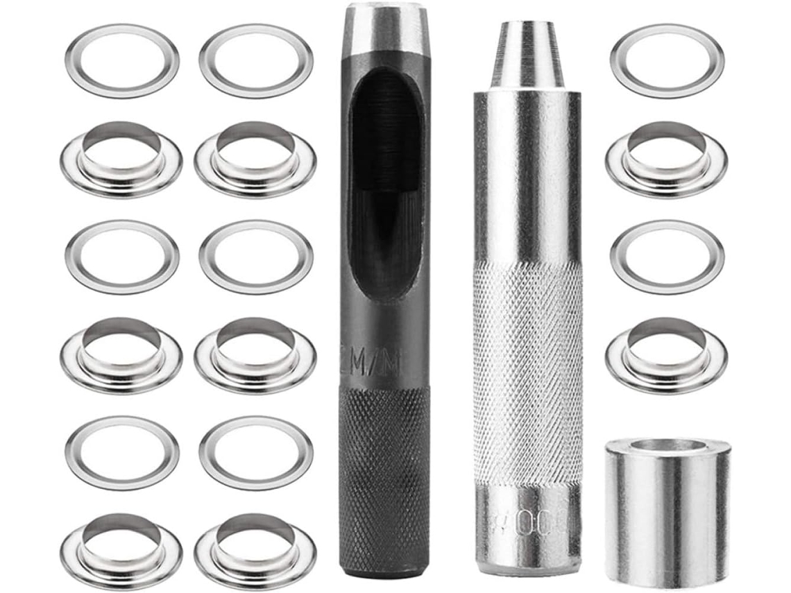 Kit Ilhós Reforçado Com Ferramenta Oca Perfuração Em Liga Metálica