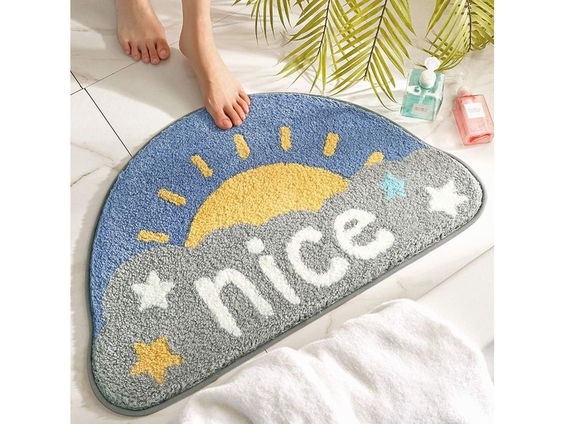 2026-tapete De Banho Antideslizante Absorvente De Pelúcia De Microfibra Ecológico 45x75cm Sol Feliz