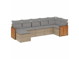 Maison Exclusive - 7 Pcs Conjunto De Sofás P/ Jardim Com Almofadões Vime Pe Bege