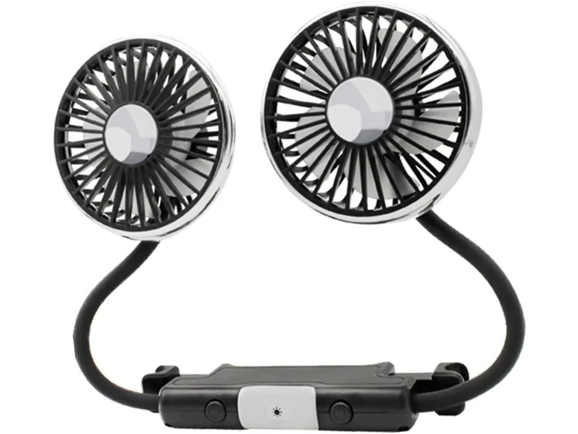 Ventilador De Carro Com Rotação 360 Graus E Cabeça Dupla, Resfriamento Com Duas Cabeças, Usb Tipo C, 3 Velocidades