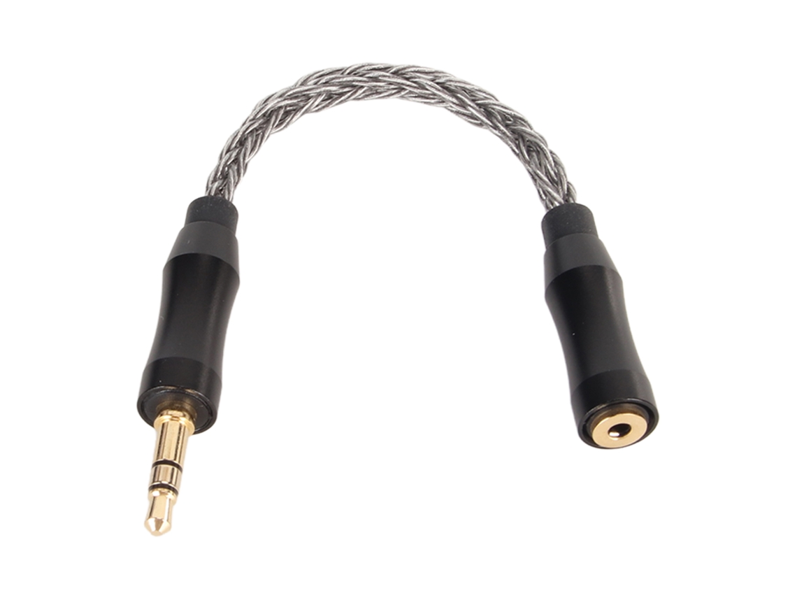 Cabo Adaptador De Áudio 2.5mm Fêmea Para 3.5mm Macho Com Núcleo De Cobre De Cristal Único E Conector Dourado 14cm Cinza