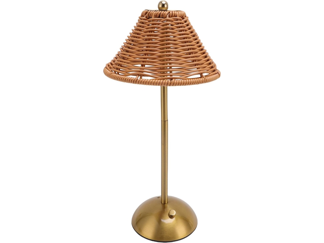 Abajur De Mesa Boêmio Sem Fio Em Rattan, Luminária De Vime, Luminária De Cabeceira Led Recarregável Com Intensidade