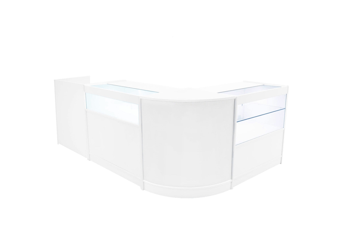Conjunto de Balcões Comerciais Gravidade | Branco | CM60 B900 C900 TB60 | MDF e Vidro Temperado | Prateleiras MonsterShop