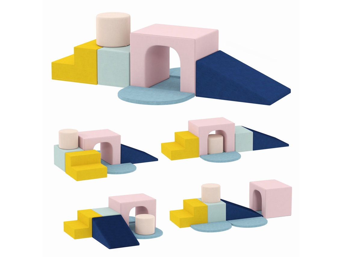 Conjunto De 8 Blocos, Cor Multicor, Em Veludo E Espuma, Para Crianças