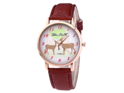 Relógio de Quartzo Estilo Vintage para Estudantes Pulseira de Couro Pu Café Zhoulianfa