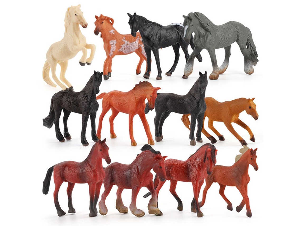 Mali 12pcs Mini Action Figures Cavalo Pvc Modelo Brinquedo Educativo Playset para Crianças