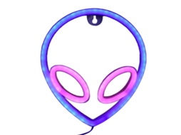 Luz Neon Decorativa Alien com Olho Rosa e Rosto Azul, Lâmpada Noturna Usb/Bateria para Quarto, Bar | S/MARCA